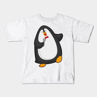 Penguin at Singing with Microphone & Tie Kids T-Shirt